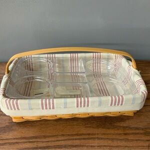 Longaberger Back Porch Basket w/Liner, Solid Protector, Drink Holder Protector.